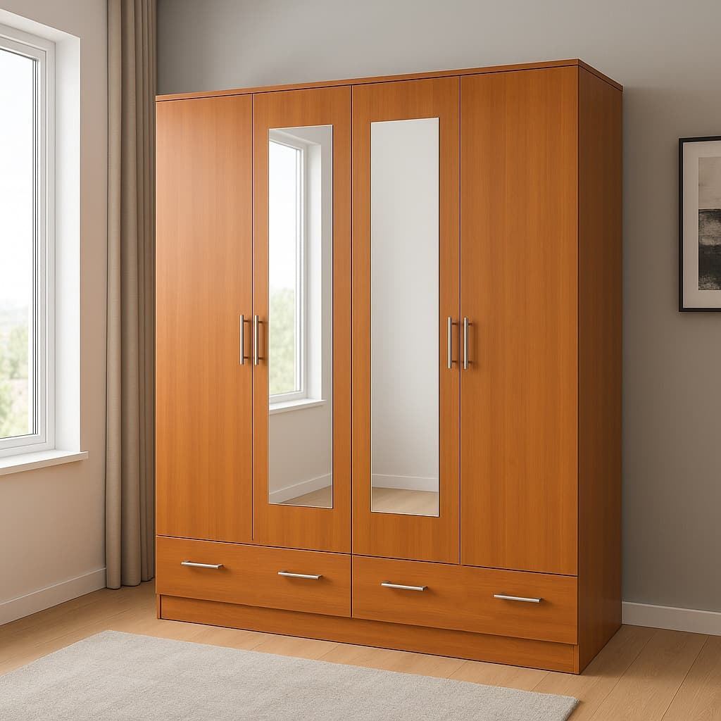 Armario Delta – 4 Puertas con Espejos 200x202 cm en Blanco o Cambrian/Blanco - Imagen 2