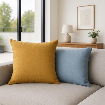 Cojín Deco Lía XL – 50x50 cm en Mostaza o Verde Agua - Imagen 1