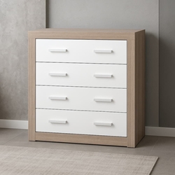 Conjunto Aura – Cómoda con Espejo en Cambrian/Blanco o Blanco - Imagen 1