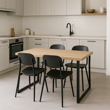 Mesa Comedor Roca – Fija 140x80 cm en Roble Salvaje y Patas Negras - Imagen 1