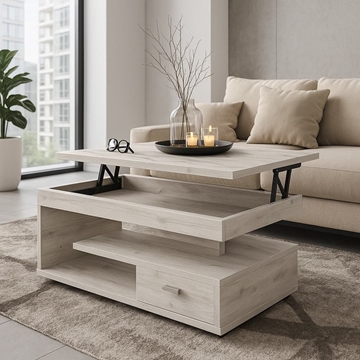 Mesa de Centro Aurora – Elevable 111x50 cm en Acabado Ártico - Imagen 1