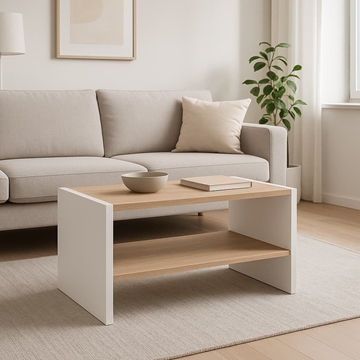 Mesa de Centro Lira – 77x40 cm en Blanco/Cambrian o Blanco - Imagen 2