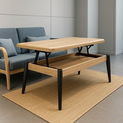 Mesa de Centro Oslo – Elevable 120x60 cm en Roble Nordish y Negro - Imagen 1