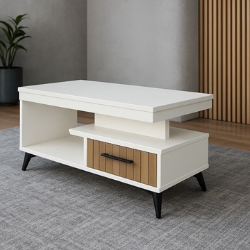 Mesa de Centro Viena – Tapa Elevable 110x55 cm en Blanco/Salermo - Imagen 1