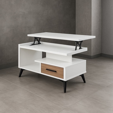 Mesa de Centro Viena – Tapa Elevable 110x55 cm en Blanco/Salermo - Imagen 2