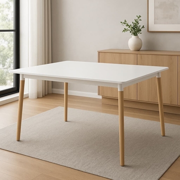 Mesa Lysa – Estilo Nórdico 120x80 cm en Blanco y Haya - Imagen 1