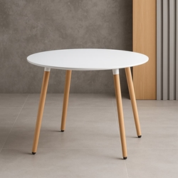 Mesa Nórdica Senda – Circular 90 cm en Blanco y Haya - Imagen 1