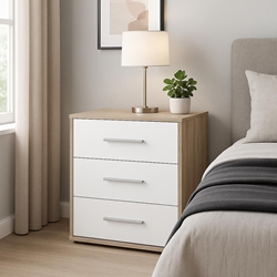 Mesita Lúa 3C – 3 Cajones en Cambrian/Blanco o Blanco - Imagen 1