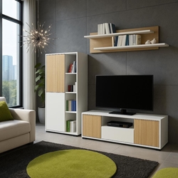 Mueble Apilable Boreal – 236 cm en Blanco/Roble - Imagen 1