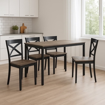 Pack Comedor Roca 120 – Mesa 120x80 cm + 4 Sillas en Roble Salvaje y Negro - Imagen 1