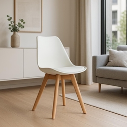 Silla Freya – Estilo Nórdico 82x48 cm en Blanco y Haya - Imagen 1