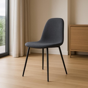 Silla Iris – Tapizada en Gris Marengo con Patas Negras 86x48 cm - Imagen 1