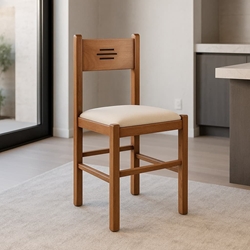 Silla Verona – Polipiel Beige y Acabado Cerezo 86x41 cm - Imagen 1