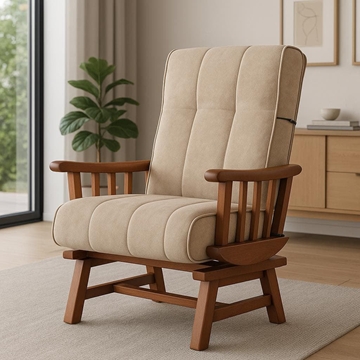 Sillón Balancín Lúa – 105x58 cm en Choco o Beig con Madera Cerezo - Imagen 1