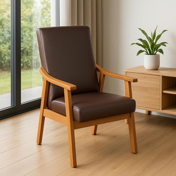 Sillón Roma – Fijo 105x58 cm en Polipiel Chocolate y Cerezo - Imagen 1