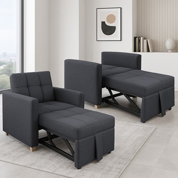 Sofá Cama Mini Oslo – 1 Plaza en Gris Marengo con Cama 75x185 cm - Imagen 1