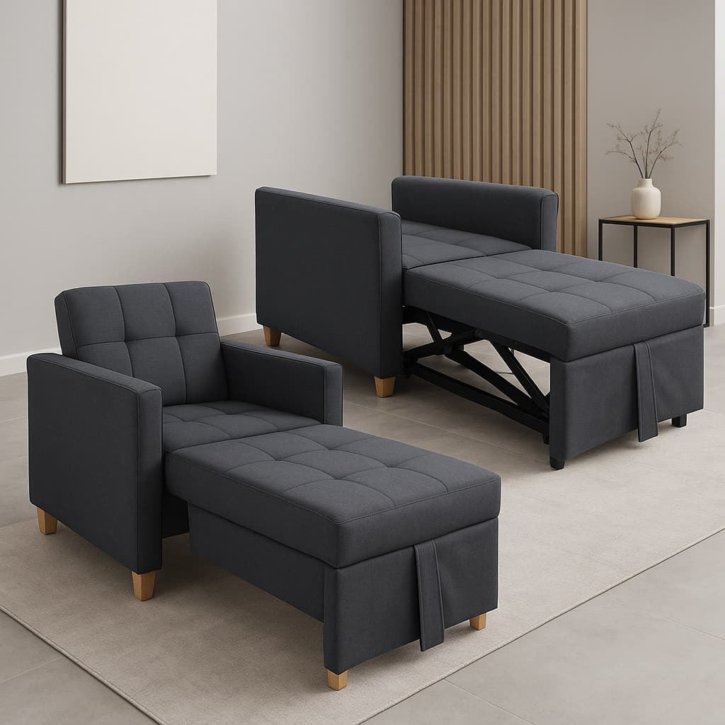 Sofá Cama Mini Oslo – 1 Plaza en Gris Marengo con Cama 75x185 cm - Imagen 3