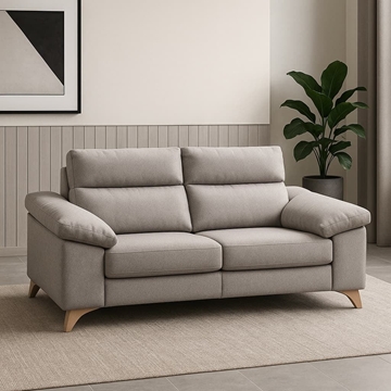 Sofá Dúo Verona – 2 Plazas en Tejido Beig y Patas de Madera - Imagen 1