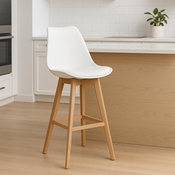 Taburete Alba – Estilo Nórdico 112x49 cm en Blanco y Haya - Imagen 1