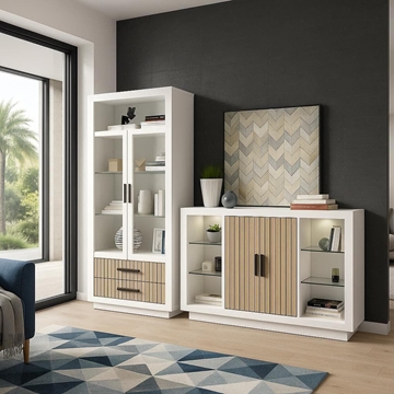 Vitrina Siena Alta – 199x106 cm en Blanco y Salermo - Imagen 1